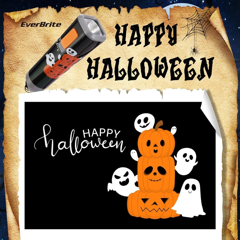 EverBrite Halloween Flashlights Halloween Gifts, Small LED Flash Light Handheld Torch with Lanyard 3AAA Battery Included, 1 Pack-Black - Image 2