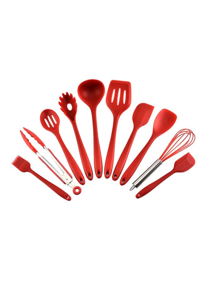 10-Piece Silicone Cooking Utensil Red 4x20.5cm - Image 1