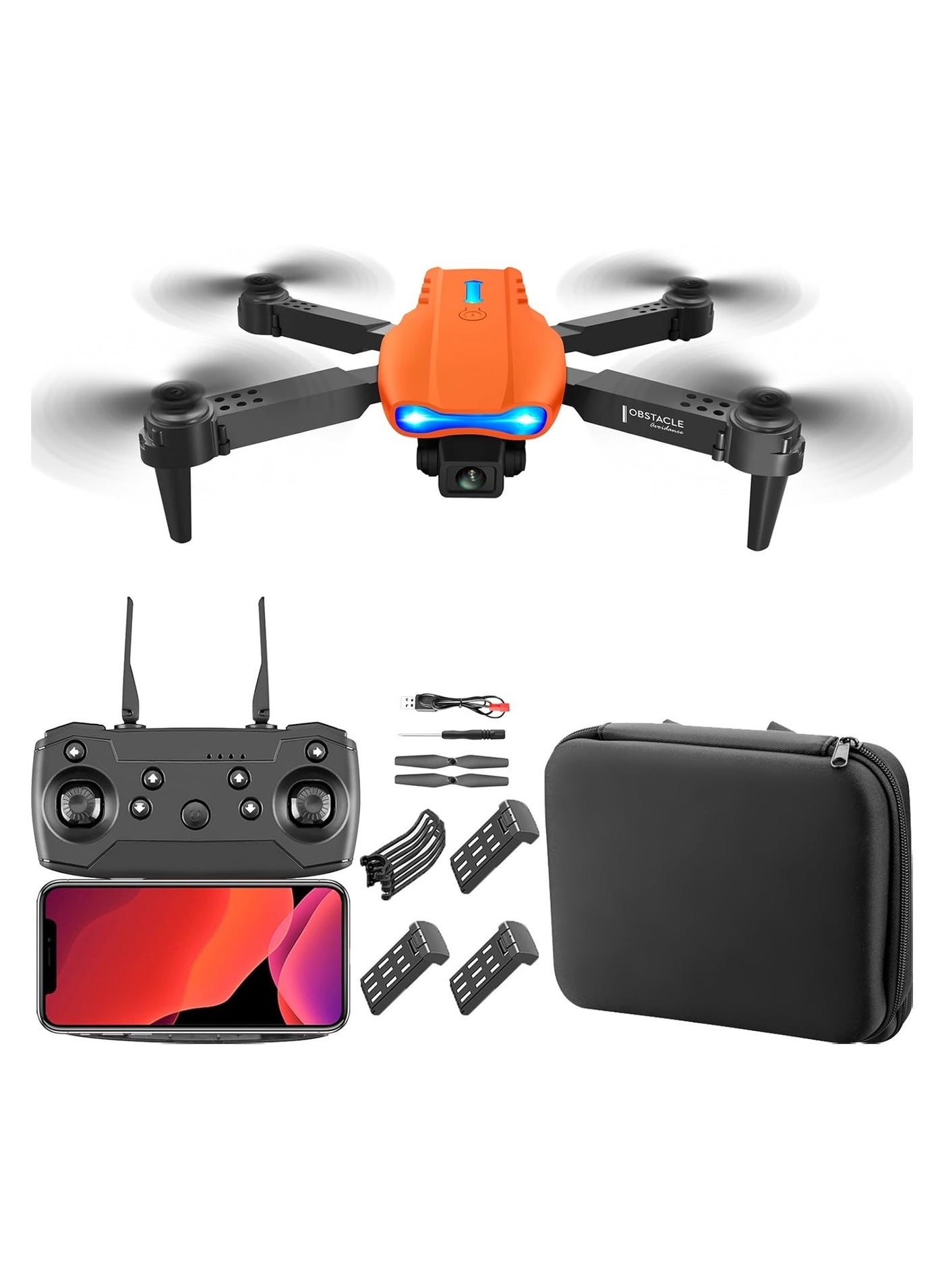 E99 Foldable Drone with 8K Dual HD Camera – RC Quadcopter for Beginners, Travel, and Aerial Photography | Smart Obstacle Avoidance, Altitude Hold, One-Key Return, App Control, Multicolor