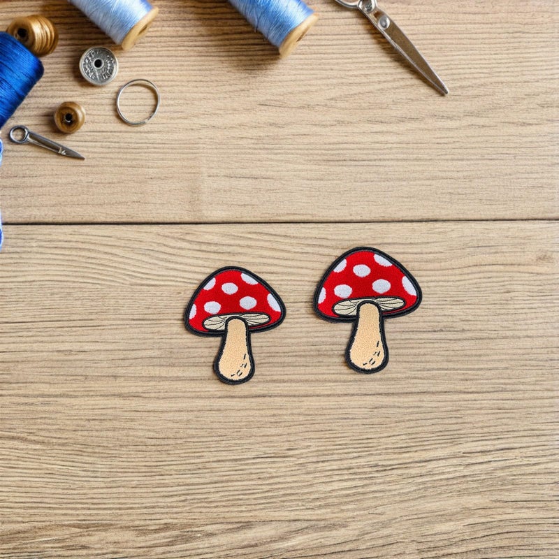 Cute Mushroom Embroidery Iron On Patches 2pcs No Sew DIY Repair Decoration For Jackets Jeans Bags - Image 5