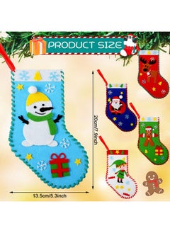 Breling 10 Pieces Felt Christmas Craft Diy Christmas Felt Stockings With Ornaments Handmade Sewing Sock Kits For Kids Christmas Favors Decorations Crafts Kits Christmas Party Hand Diy Supplies, 5 Styles  - Image 2