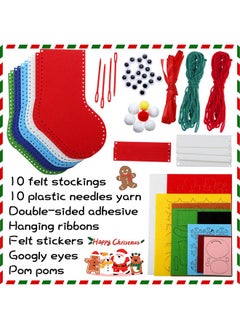 Breling 10 Pieces Felt Christmas Craft Diy Christmas Felt Stockings With Ornaments Handmade Sewing Sock Kits For Kids Christmas Favors Decorations Crafts Kits Christmas Party Hand Diy Supplies, 5 Styles  - Image 3