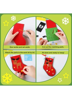 Breling 10 Pieces Felt Christmas Craft Diy Christmas Felt Stockings With Ornaments Handmade Sewing Sock Kits For Kids Christmas Favors Decorations Crafts Kits Christmas Party Hand Diy Supplies, 5 Styles  - Image 4