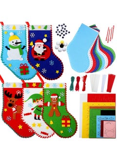 Breling 10 Pieces Felt Christmas Craft Diy Christmas Felt Stockings With Ornaments Handmade Sewing Sock Kits For Kids Christmas Favors Decorations Crafts Kits Christmas Party Hand Diy Supplies, 5 Styles  - Image 1