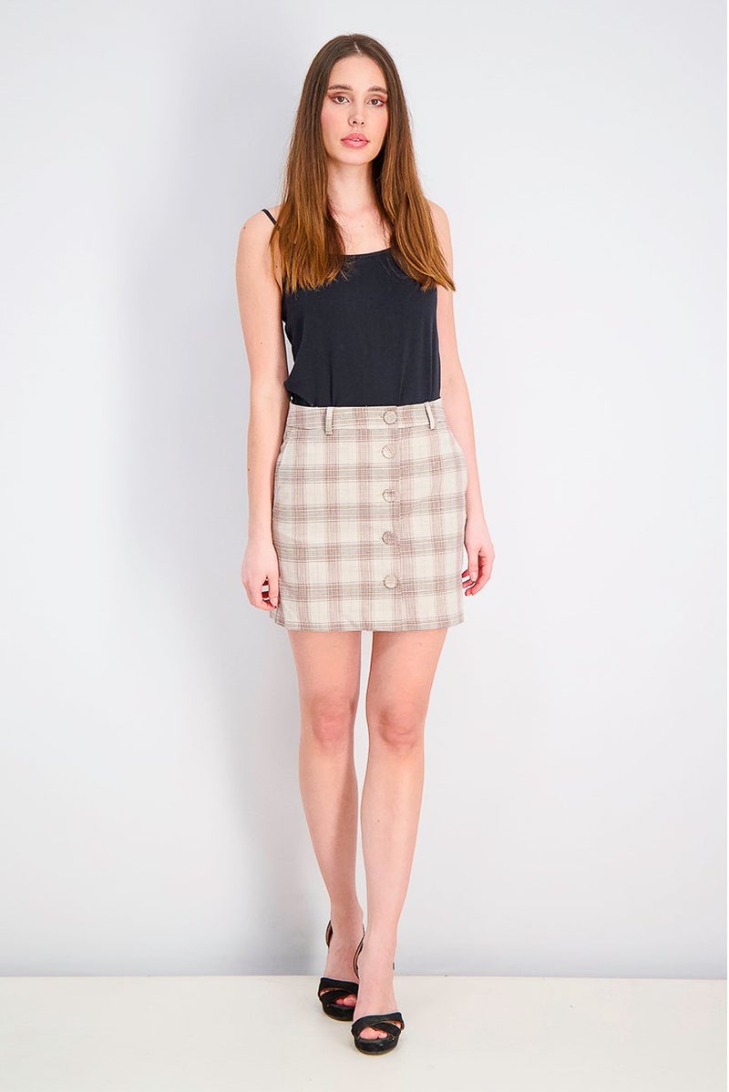 MANGO Women Checkered Mini Skirt, Multicolor - Image 4