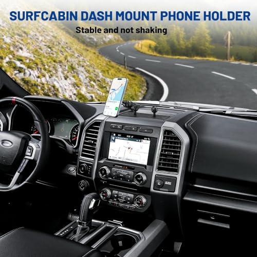 Surfcabin Magnetic Dash Phone Holder for F150, No Punching Required Phone Mount Compatible with 2015-2020 F150 2017-2022 F250 F350, Full Metal Cellphone Mounting Bracket for Most CellPhones - Image 3