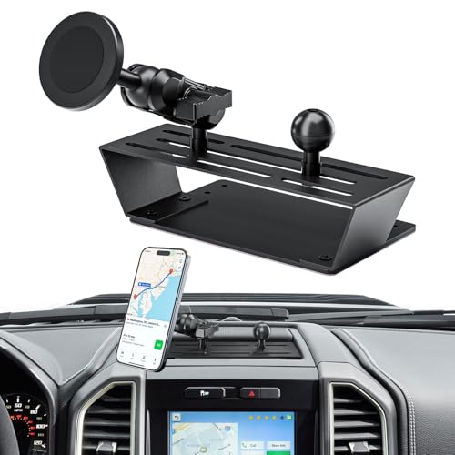 Surfcabin Magnetic Dash Phone Holder for F150, No Punching Required Phone Mount Compatible with 2015-2020 F150 2017-2022 F250 F350, Full Metal Cellphone Mounting Bracket for Most CellPhones - Image 1