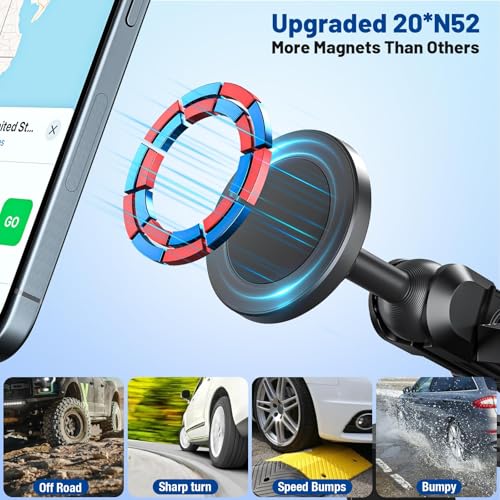 Surfcabin Magnetic Dash Phone Holder for F150, No Punching Required Phone Mount Compatible with 2015-2020 F150 2017-2022 F250 F350, Full Metal Cellphone Mounting Bracket for Most CellPhones - Image 4