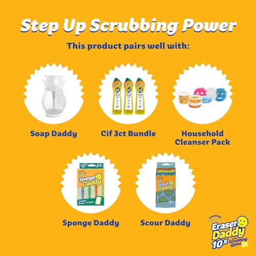 Scrub Daddy Eraser Sponge - 10x More Durable Than Traditional Erasers with Scrubbing Gems - Removes Dirt, Scuffs & Stains - Water Activated Sponge Eraser (2 Pack) - Image 5