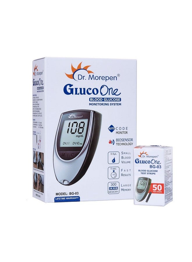 Dr. Morepen Bg-03 Gluco One Glucometer Combo, 50 Strips (Multicolor) - Image 1