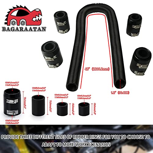 BAGARAATAN Universal 48" Flexible Radiator Hose Stainless Steel Universal Water Hoses Adapter Coolant Radiator Hose Kit Could be Used with 1-1/4", 1-1/2", 1-3/4" or 1-5/8" Radiator Necks - Image 2