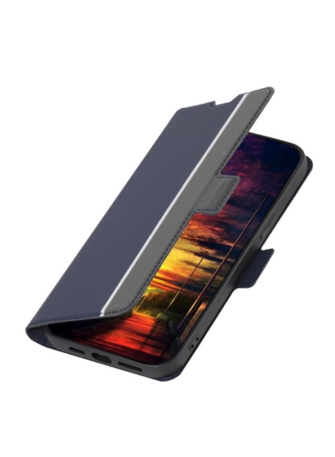 erorex For Itel P55+ 4G Twill Texture Side Button Leather Phone Case(Blue)