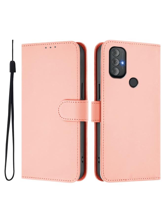 اس-توب جراب لهاتف Motorola Moto G Power 2022 مصنوع من الجلد بلون سادة مع حبل تعليق - Image 2