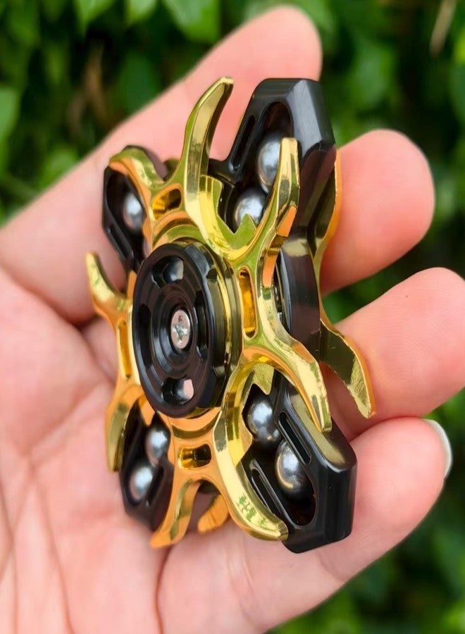 T-Conceal EDC Fidget Sliders Tuning Fork Fingertip Gyroscope Stress Relief Toys for Adults Enhance Concentration and Relaxation Long Spin Time Magnetic Metal Toys (Black Yellow) - Image 5