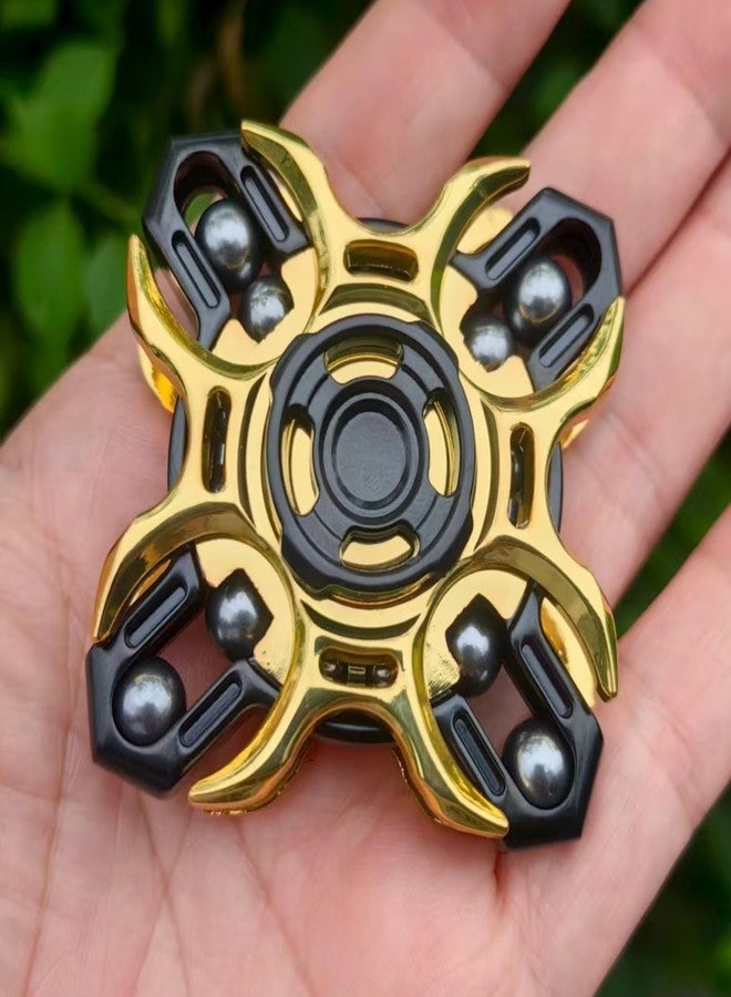 T-Conceal EDC Fidget Sliders Tuning Fork Fingertip Gyroscope Stress Relief Toys for Adults Enhance Concentration and Relaxation Long Spin Time Magnetic Metal Toys (Black Yellow) - Image 1