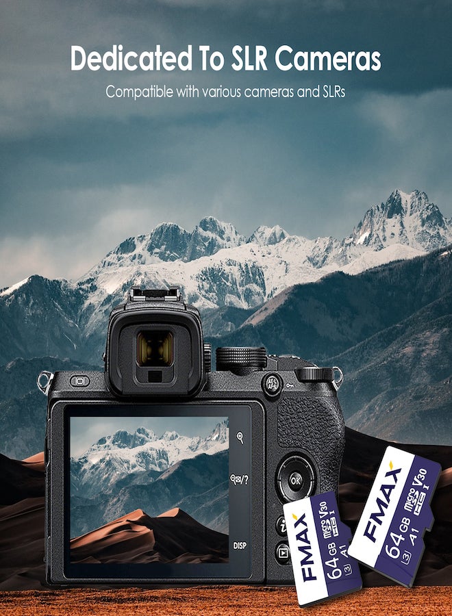 64GB Micro SDXC Memory Card Multiple storage options with high read speed for optimal performance Class 10 (U3/ V30/3D) TLC Nand flash card with 95MB/s read speed and 38MB/s write speed