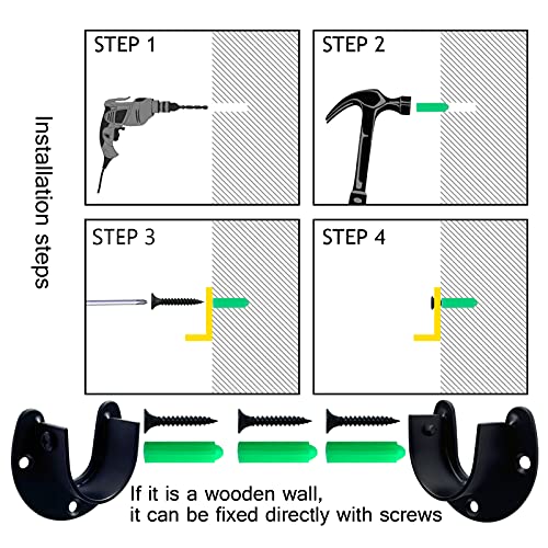 OperSeven 1-1/4 Inch 4 Packs Black Heavy Duty Stainless Steel Closet Rod End Supports Closet Pole Sockets Flange Rod Holder with Screws， Closet Shelf and Rod Brackets (Open Flange) - Image 3