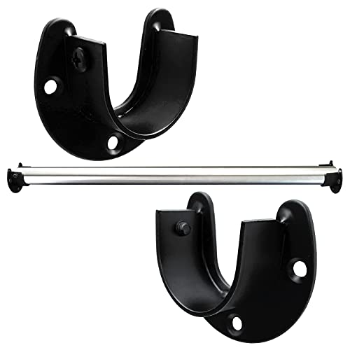 OperSeven 1-1/4 Inch 4 Packs Black Heavy Duty Stainless Steel Closet Rod End Supports Closet Pole Sockets Flange Rod Holder with Screws， Closet Shelf and Rod Brackets (Open Flange) - Image 4