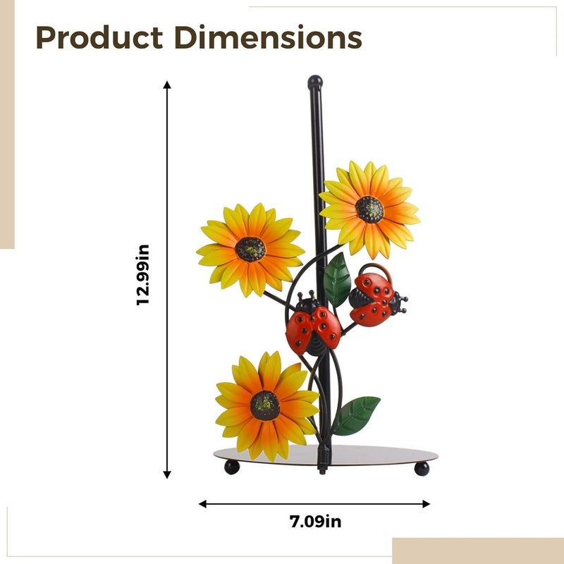 Freestanding Papertowel Holder: Sunflower, 13 In/33 Cm, Kitchen Countertop Decor, Ladybug Accents - Image 2