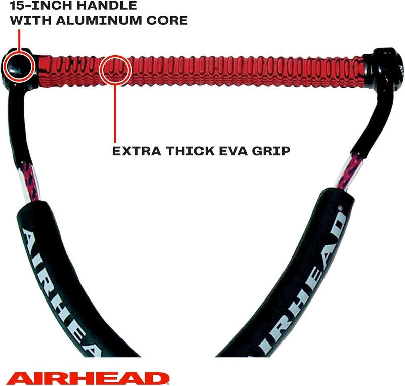 Airhead Trick Handle Wakeboard Rope 4 Sections 75Feet Red - Image 3