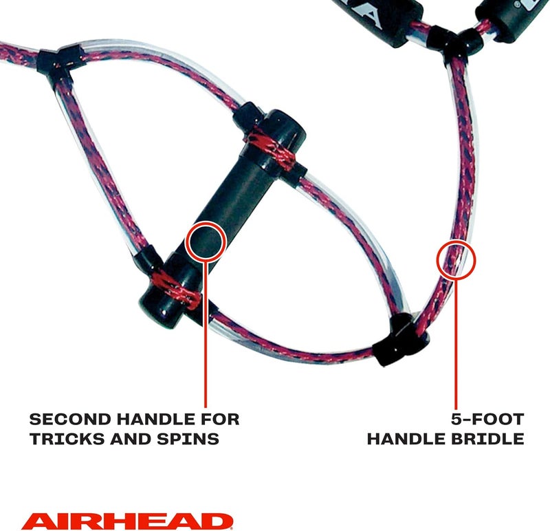 Airhead Trick Handle Wakeboard Rope 4 Sections 75Feet Red - Image 4