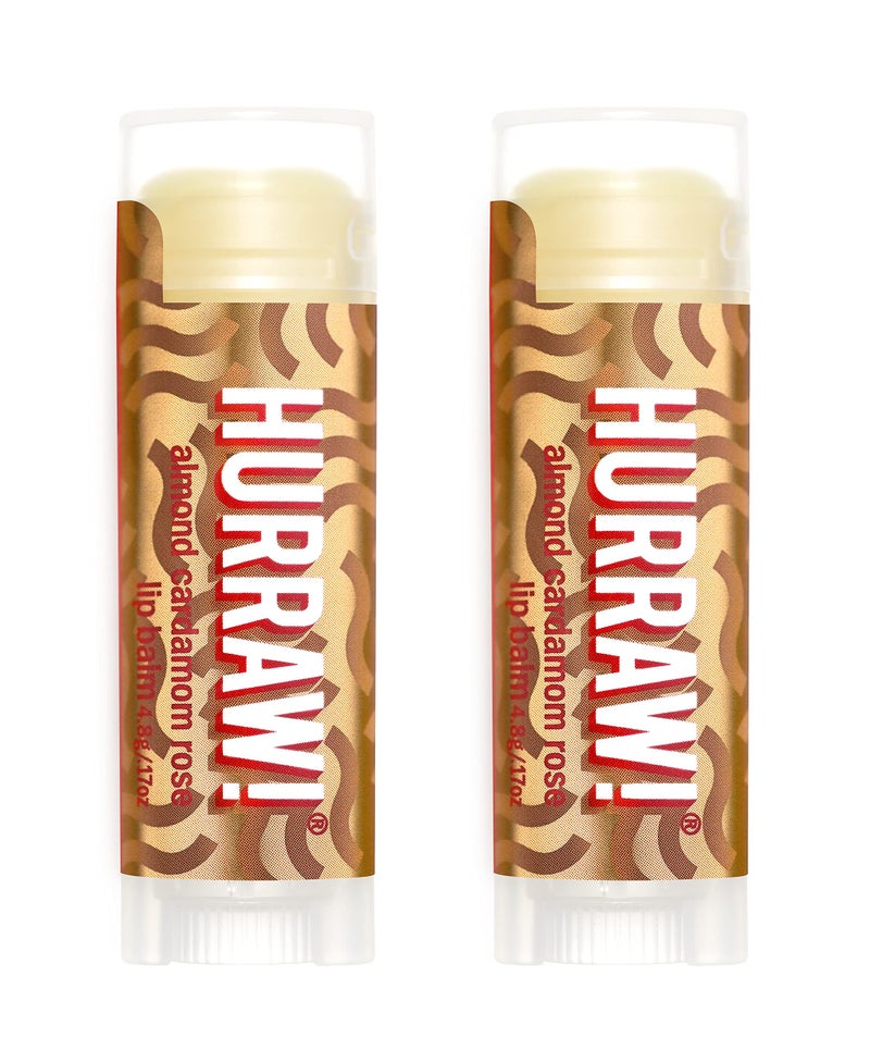 Hurraw! هراو! بلسم شفاه باللوز، الهيل، الورد (فاتا) ، عبوة 2: عضوي، معتمد نباتي، خالي من القسوة والغلوتين. غير معدل وراثيًا، مكونات طبيعية 100%. خالي من العسل، الشيا، الصويا والنخيل. صنع في الولايات المتحدة الأمريكية - Image 1