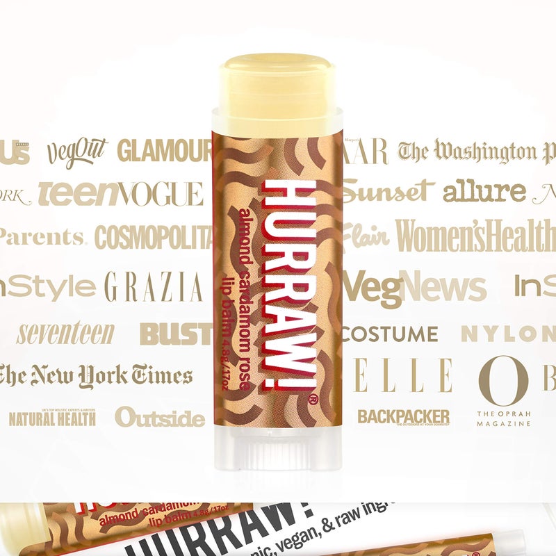 Hurraw! هراو! بلسم شفاه باللوز، الهيل، الورد (فاتا) ، عبوة 2: عضوي، معتمد نباتي، خالي من القسوة والغلوتين. غير معدل وراثيًا، مكونات طبيعية 100%. خالي من العسل، الشيا، الصويا والنخيل. صنع في الولايات المتحدة الأمريكية - Image 4