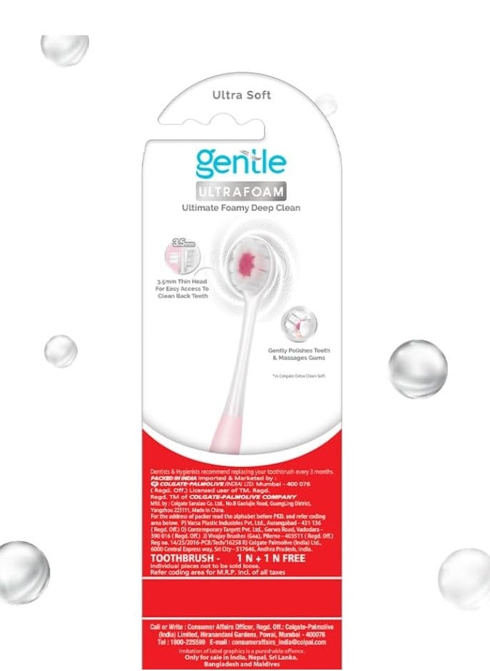 Colgate - Colgate Gentle UltraFoam Ultra Soft Bristles Manual Toothbrush for adults, 2Pcs Multicolor - Image 1