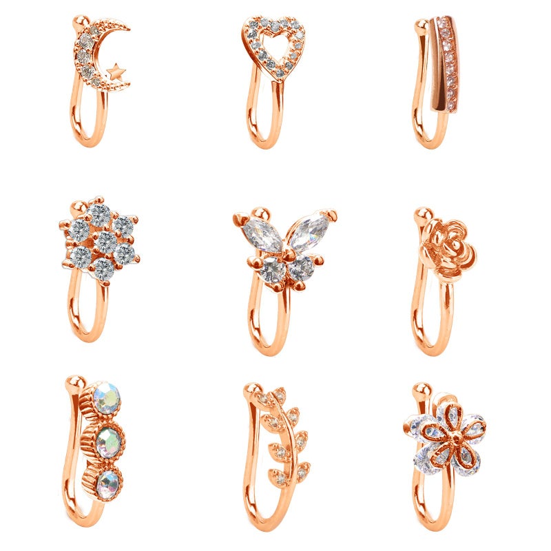 CrazyPiercing Fake Nose Ring CZ African Nose Cuffs Gold/Silver/Rose Gold Faux Septum Nose Rings Clip on Nose Jewelry for Woman Non Pierced Jewelry - Image 1
