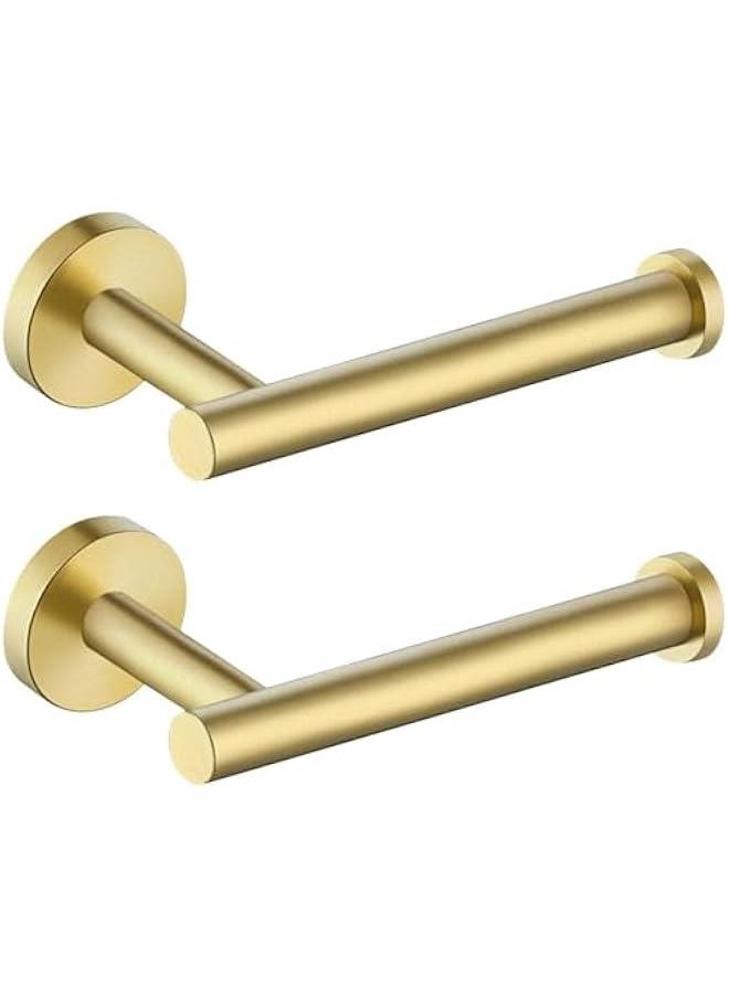 HOOKOR - Toilet Paper Holder for Bathroom 2 Pack Tissue Holder Dispenser SUS304 Stainless Steel RUSTPROOF Toilet Roll Holder Wall Mount Brushed Finish (Gold) - Image 1