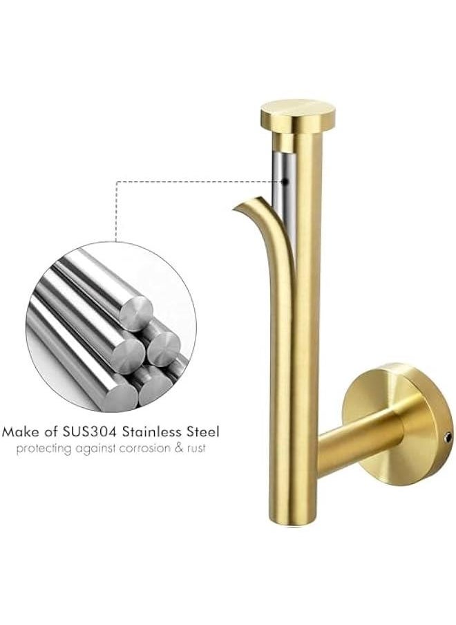HOOKOR - Toilet Paper Holder for Bathroom 2 Pack Tissue Holder Dispenser SUS304 Stainless Steel RUSTPROOF Toilet Roll Holder Wall Mount Brushed Finish (Gold) - Image 1