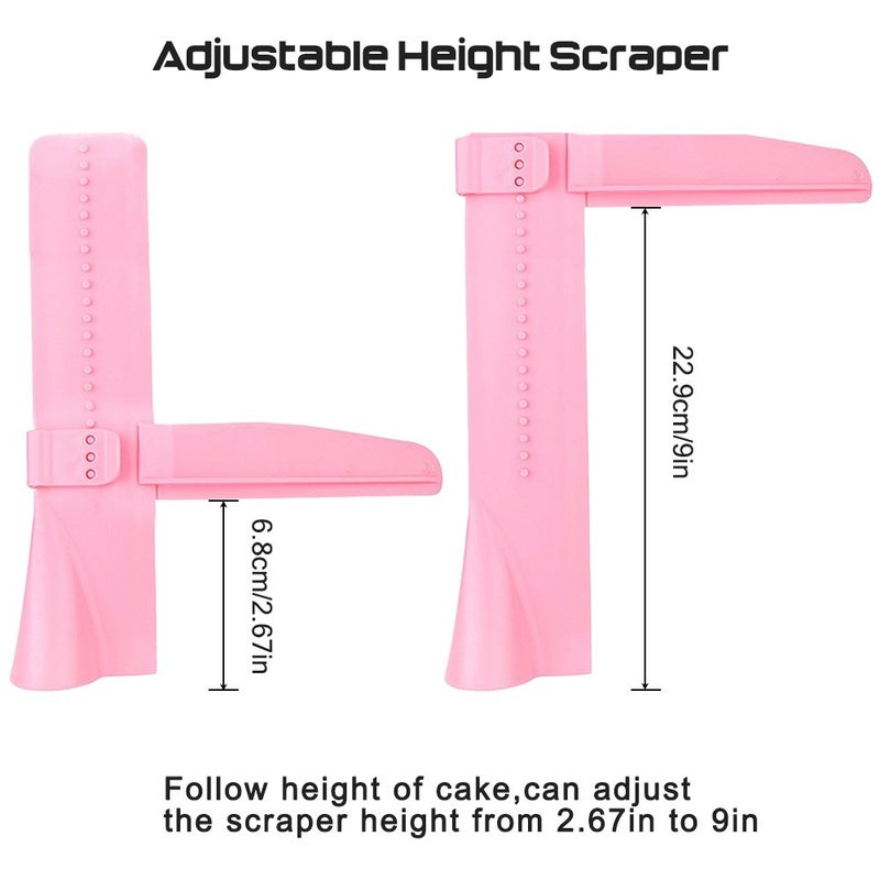FineGood 2pcs Adjustable Cake Smoother Polisher with 4pcs Different Scrapers, FineGood Fondant Cream Edge Smoothing Decorating Tools - Green, Pink - Image 3