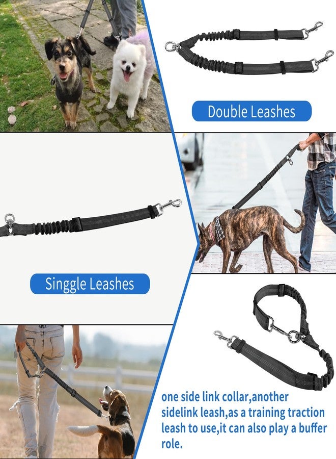 YAODHAOD Double Dog Leash,Two Dog Leash Splitter, No Tangle 360° Swivel Rotation Reflective Lead, Adjustable Length Bungee Heavy Duty Walking Training Dual Extension (Black) - Image 4
