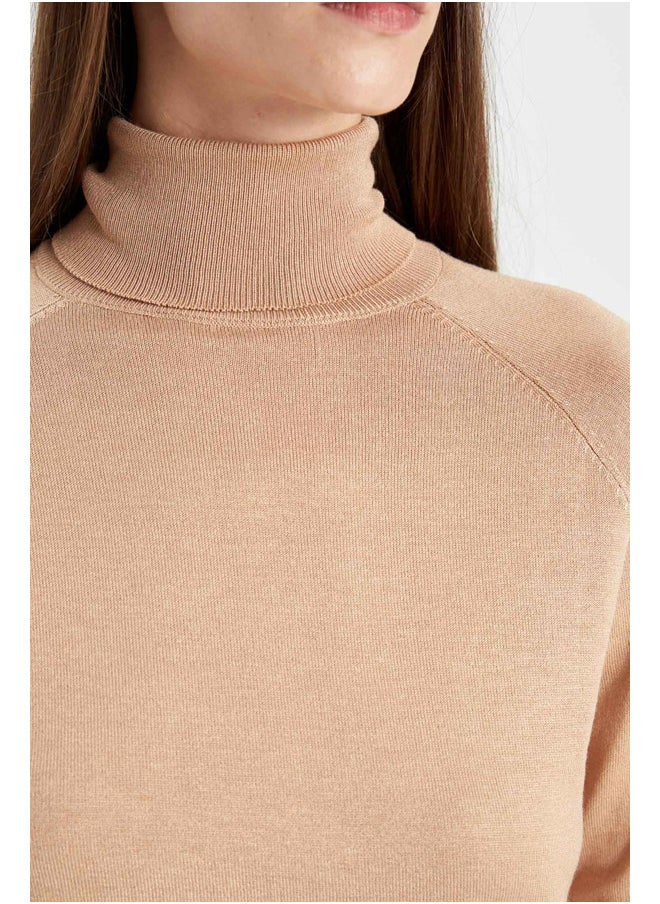 DeFacto - Woman Tricot Regular Fit Turtle Neck 3/4 Sleeve Pullover - Image 1