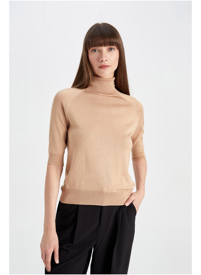 DeFacto - Woman Tricot Regular Fit Turtle Neck 3/4 Sleeve Pullover - Image 1