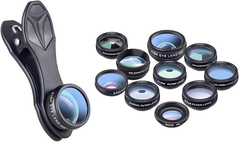 Universal 10 In 1 Phone Camera Lens Kit With Wide Angle Fisheye Telephoto CPL Filter - Image 2