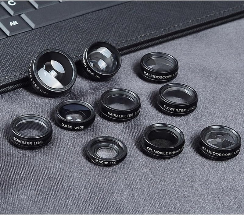 Universal 10 In 1 Phone Camera Lens Kit With Wide Angle Fisheye Telephoto CPL Filter - Image 5