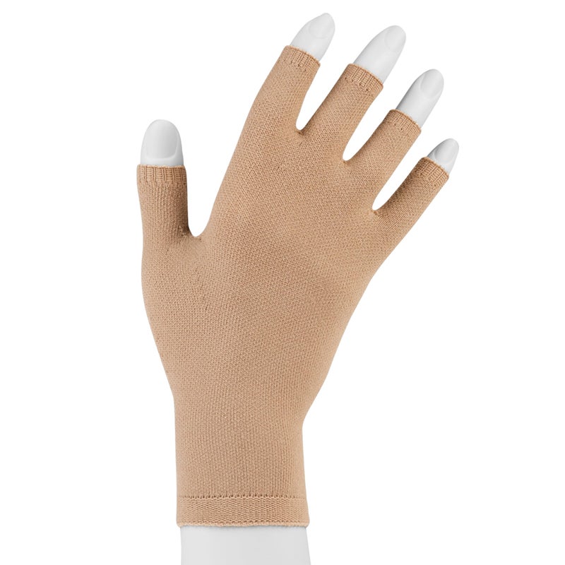 2301 Seamless Compression Glove with Open Finger Slots Beige Large