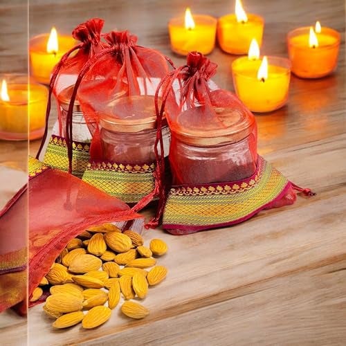 Kriwin Silk Potli Bags with Drawstring, 18 x 12 cm, Pack of 10, for Gifting and Storage (Maroon) - Image 3