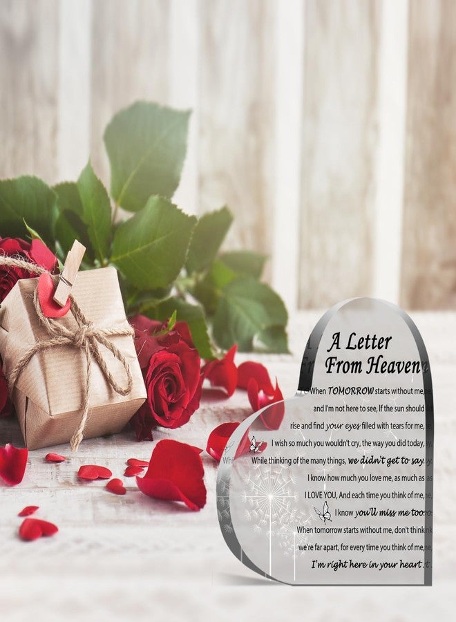 QUPT Sympathy Gifts - A Letter from Heaven- Memorial Gift for Loss of Mother Father Husband Son, Acrylic Heart Keepsake,Remembrance Sympathy Gifts, grief gifts - Image 4