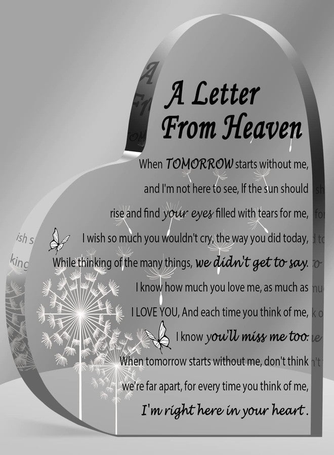 QUPT Sympathy Gifts - A Letter from Heaven- Memorial Gift for Loss of Mother Father Husband Son, Acrylic Heart Keepsake,Remembrance Sympathy Gifts, grief gifts - Image 1