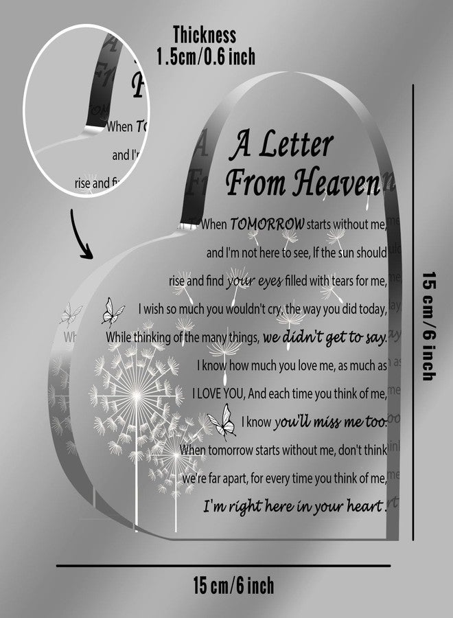 QUPT Sympathy Gifts - A Letter from Heaven- Memorial Gift for Loss of Mother Father Husband Son, Acrylic Heart Keepsake,Remembrance Sympathy Gifts, grief gifts - Image 2