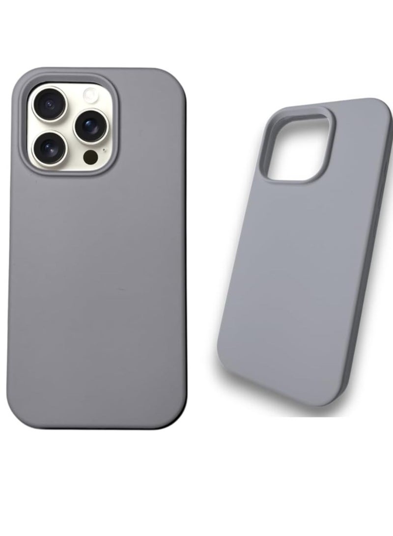 Silicon Case Designed for iPhone 16 Pro, Microfiber Lining, Shockproof, Slim Fit, Soft Touch, Anti-Slip, Full Body Protection (Gray) - Image 1