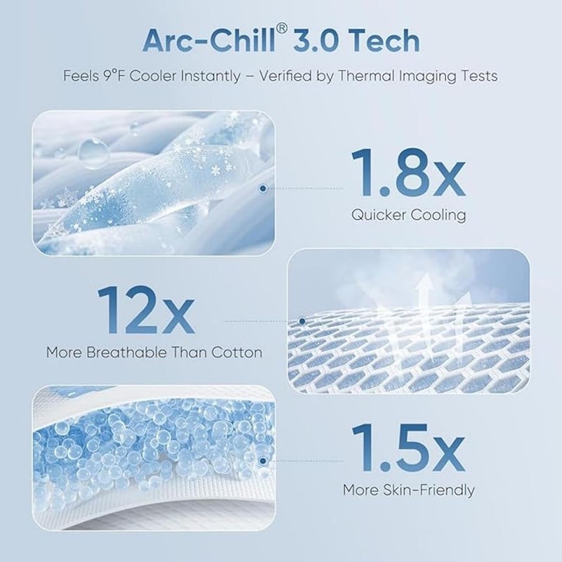 يلا جوي بطانية تبريد Yelajoy، حجم توأمي تقنية Arc-Chill3.0 (Q-Max>0.5) تمتص الحرارة لمنع التعرق الليلي مقاس 59" × 79"، مناسبة لفصل الصيف - Image 2