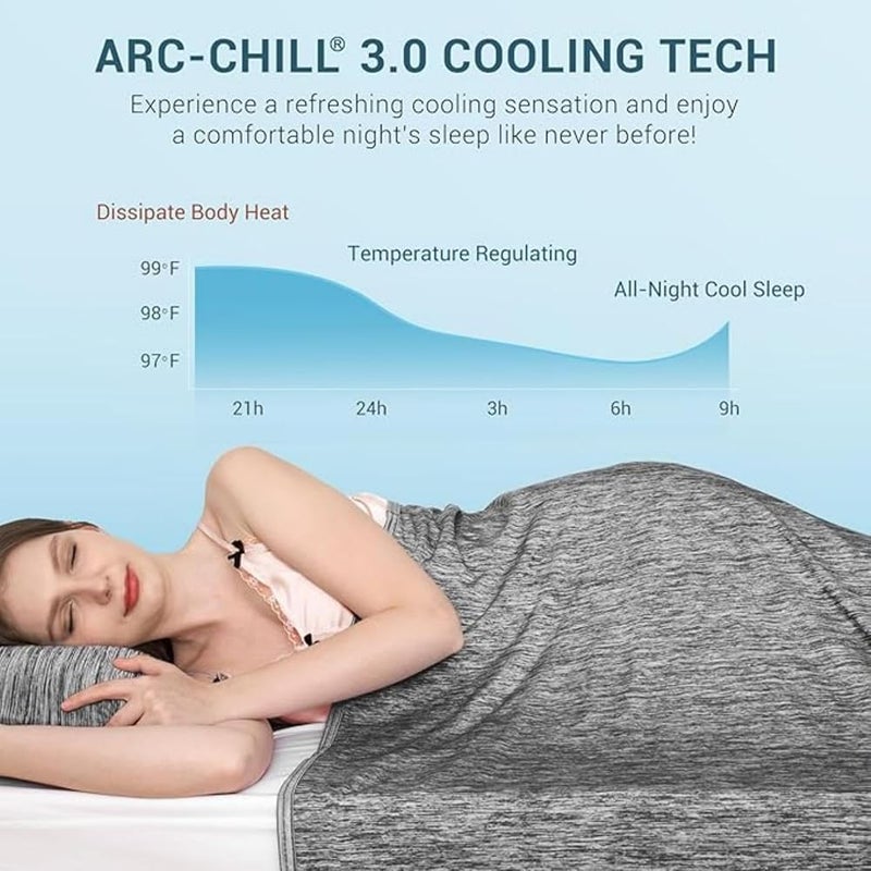 يلا جوي بطانية تبريد Yelajoy، حجم توأمي تقنية Arc-Chill3.0 (Q-Max>0.5) تمتص الحرارة لمنع التعرق الليلي مقاس 59" × 79"، مناسبة لفصل الصيف - Image 3