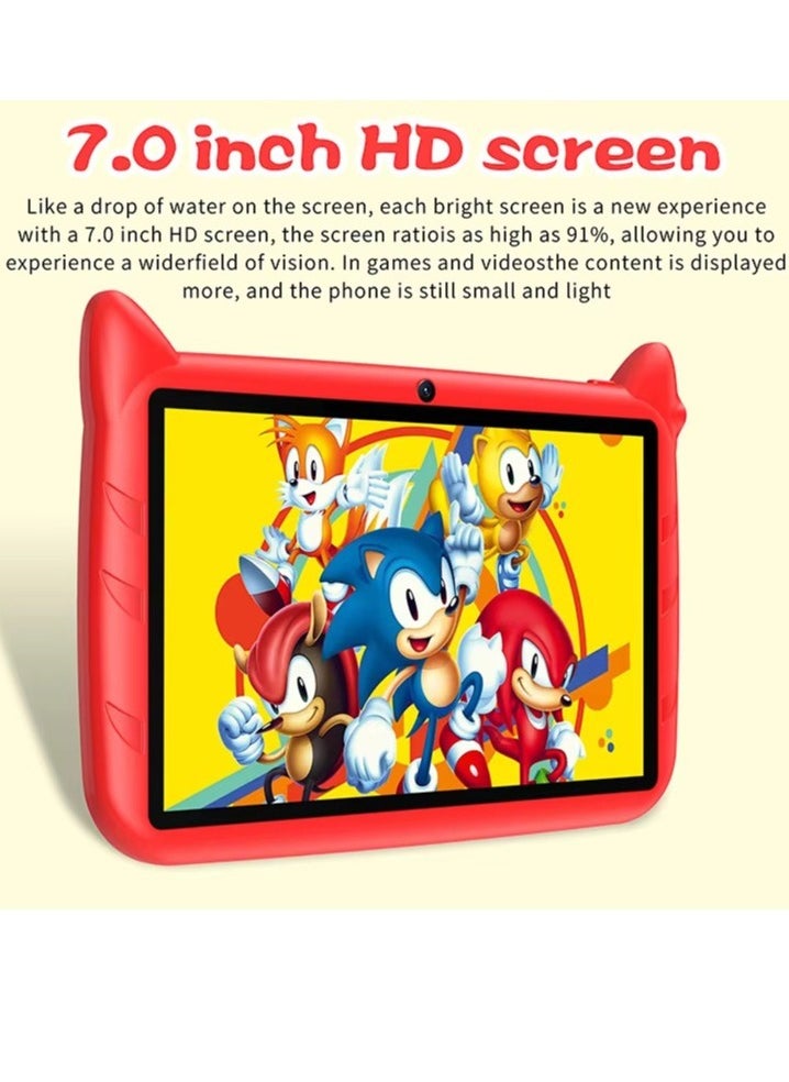 AROAQ Kids Tablet, 7 Inch Kids Learning Toy Computer With Wifi, 400mah Battery Dual Cameras Kids Pad, Portable Children Smart Tablet With Quad Core Processor, (1pc, 32G, Red)  - Image 4