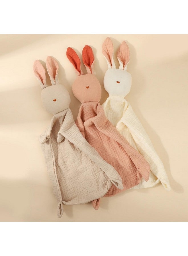 insular Bunny Lovey Blanket for Boys and Girls, Organic Cotton Muslin Security Blanket for Babies, Soft Breathable Lovie Soothing Towel for Newborn and Infant, Khaki - Image 3