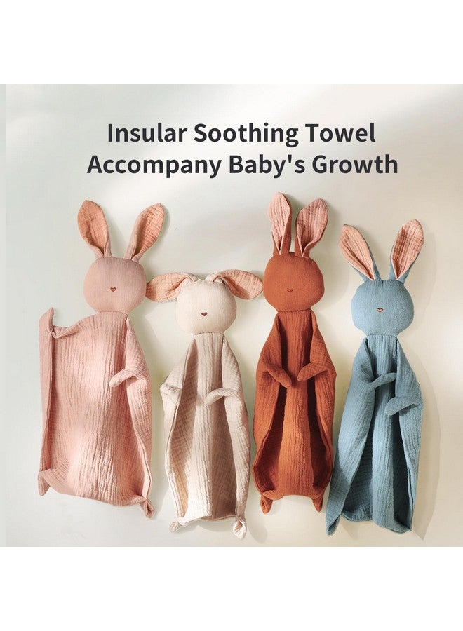 insular Bunny Lovey Blanket for Boys and Girls, Organic Cotton Muslin Security Blanket for Babies, Soft Breathable Lovie Soothing Towel for Newborn and Infant, Khaki - Image 5
