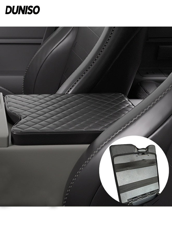 Car Center Console Cover Armrest Box Pad, Armrest Box Heightening Pad, Leather Center Console Protective Cover, Center Console Pad, Waterproof Fuel Tank Protection Universal Interior Accessories, Suitable For Ford F150F250F350F450F550 Jump Seat Armrest Box Pad (F150 15-22 Years Universal)