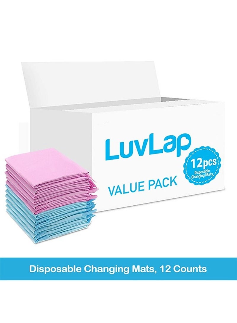 Luvlap Disposable Changing Mats, 12 Counts, Soft Waterproof Mat, Portable Leak Proof Changing Mat, New Mom Leak-Proof Under pad, Mattress Table Protector Pad - Image 2